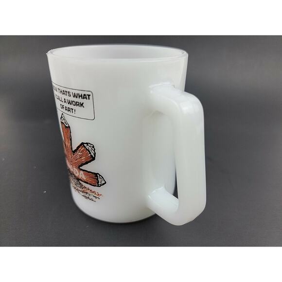 Vintage Federal Glass White Milk Glass Beaver Mug CANADA Maple Leaf Art Work - Picture 4 of 11